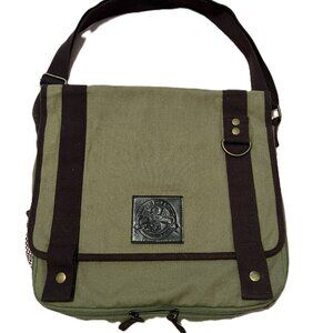Disney messenger bag for pin trading, Olive green/brown adjustable strap